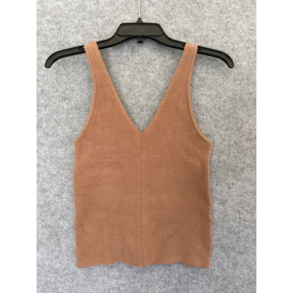 Abercrombie&Finch RibbedKnit SleevelessVNeck TankTop TerracottaBrown Women Small